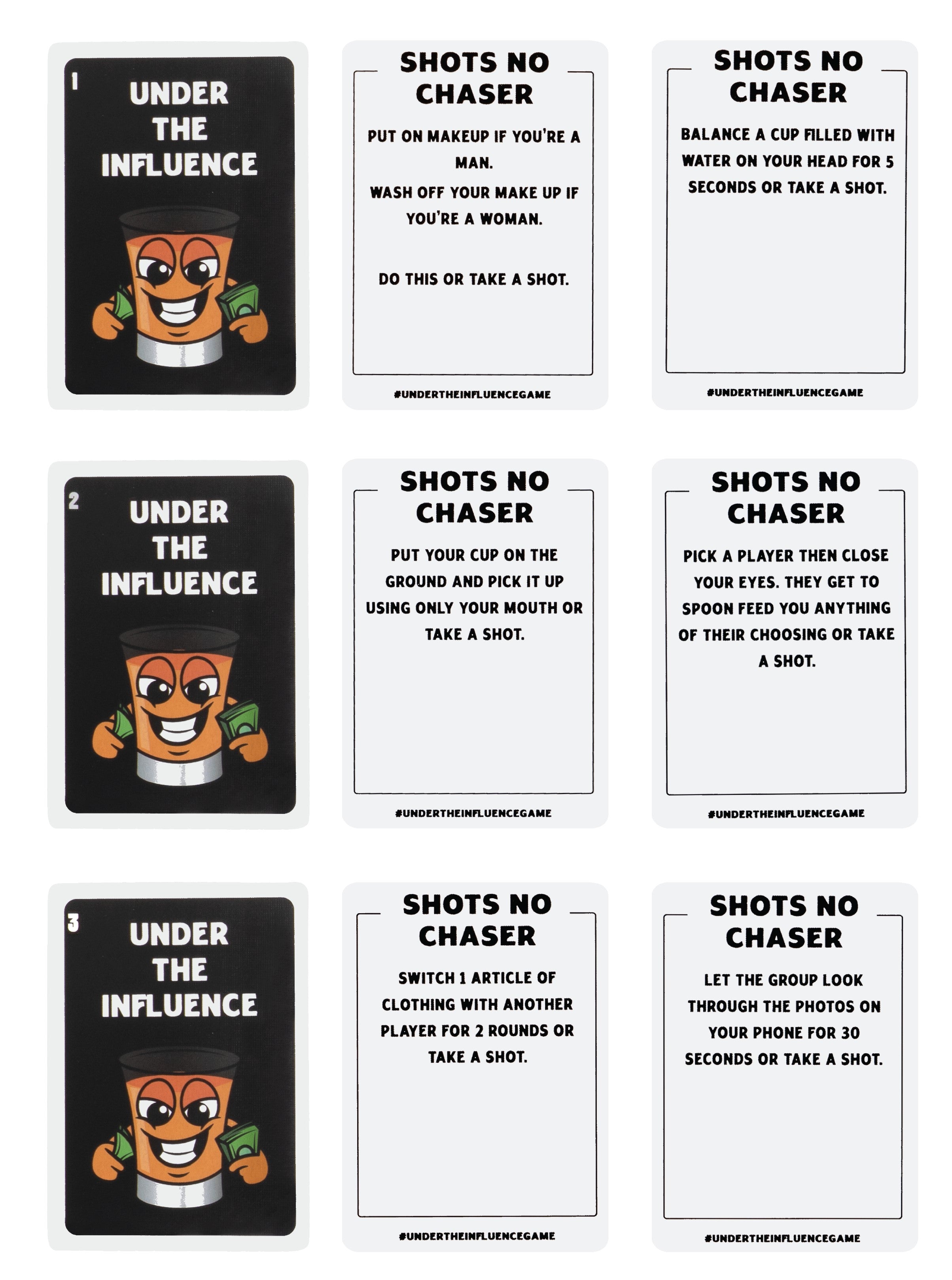 Under The Influence Party Pack - Shots No Chaser